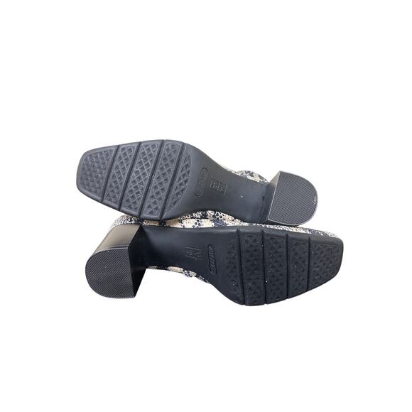 Size 9 Snakeskin Bootie Ankle Boot Block Heel Black Tan Fall Winter Aerosoles - Picture 5 of 10